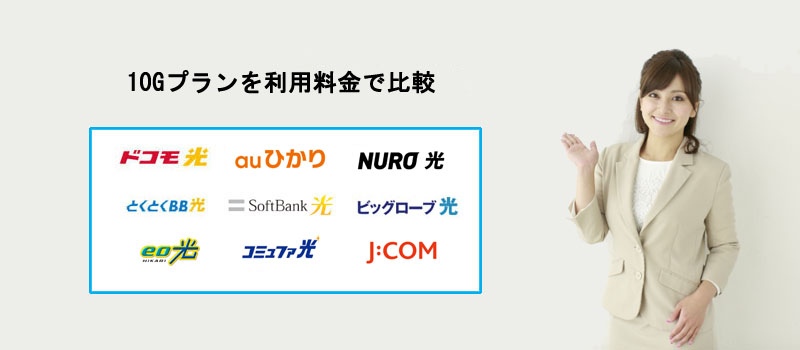 10Gプランを利用料金で比較